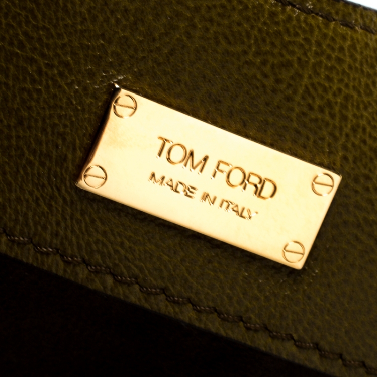 Pre Owned Tom Ford Olive Calf Hair Alix Padlock/Zip Shoulder Bag
