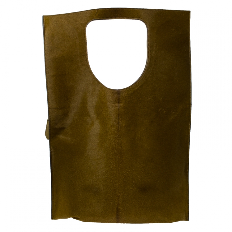 Pre Owned Tom Ford Olive Calf Hair Alix Padlock/Zip Shoulder Bag