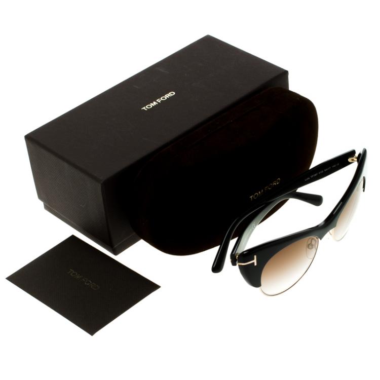Pre Owned Tom Ford Black/Brown Gradient TF387 Lola Sunglasses