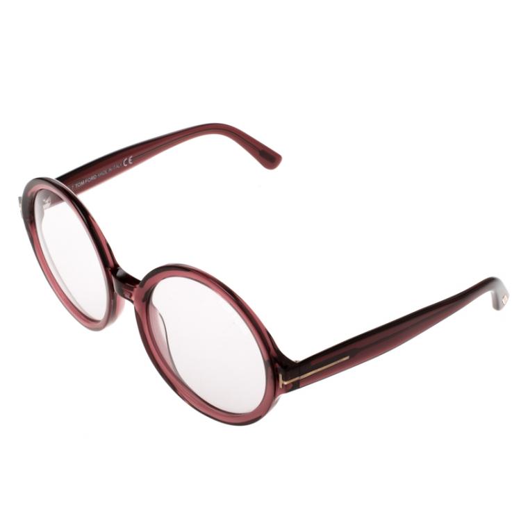 Pre Owned Tom Ford Purple TF 369 Clip On Round Sunglasses