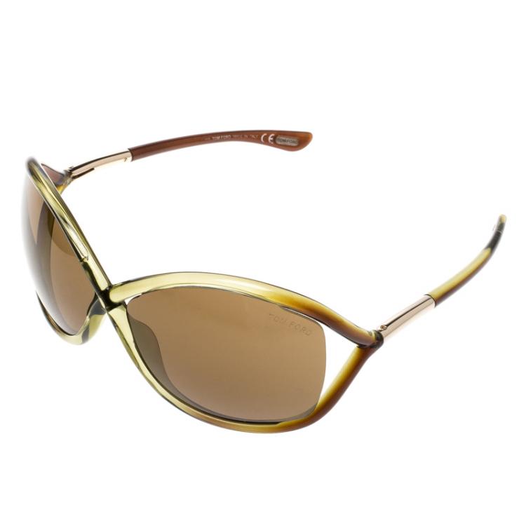 Pre Owned Tom Ford Brown/Green TF9 Q25 Whitney Oversized Sunglasses