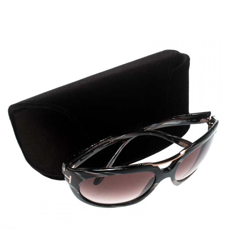 Pre Owned Tom Ford Brown Horn/Brown Gradient TF24 Camilla Round Sunglasses