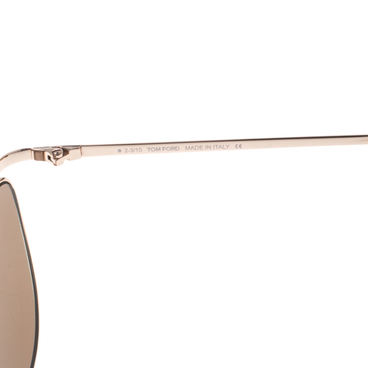 Pre Owned Tom Ford Gold/Brown TF182 Helene Cat Eye Sunglasses