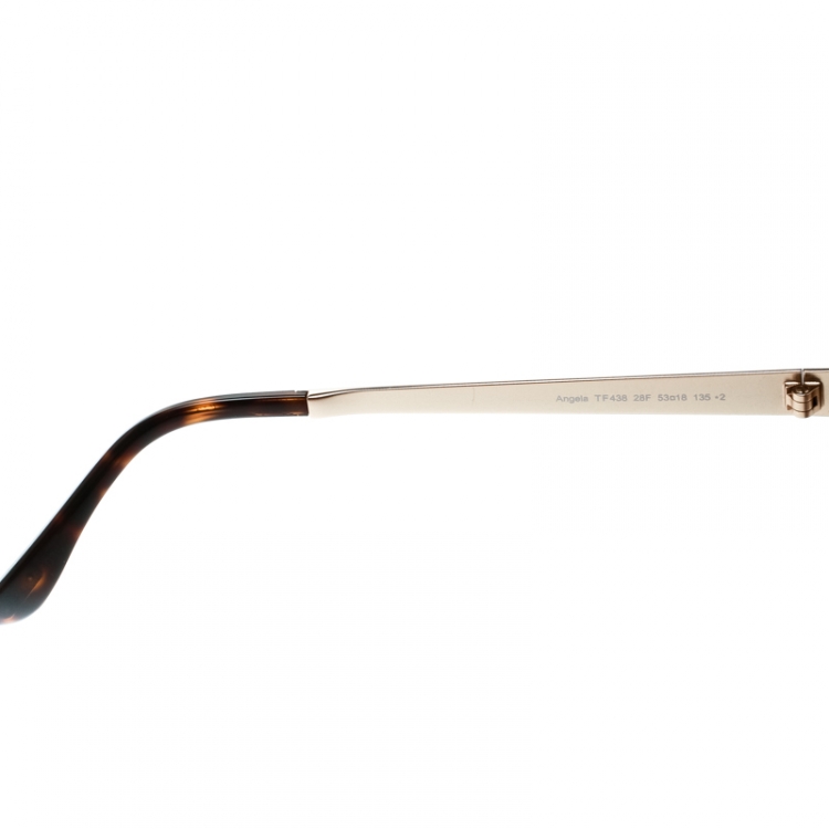 Pre Owned Tom Ford Beige/Brown Gradient TF438 Angela Round Sunglasses 
