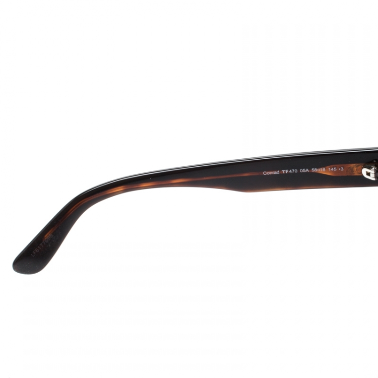 Pre Owned Tom Ford Havana/Black Conrad TF470 Square Sunglasses