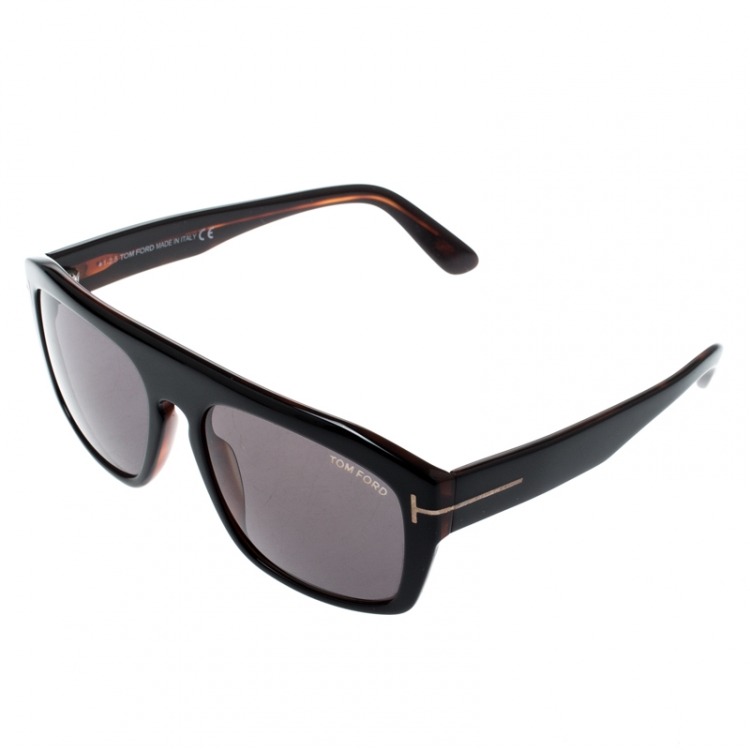 Pre Owned Tom Ford Havana/Black Conrad TF470 Square Sunglasses