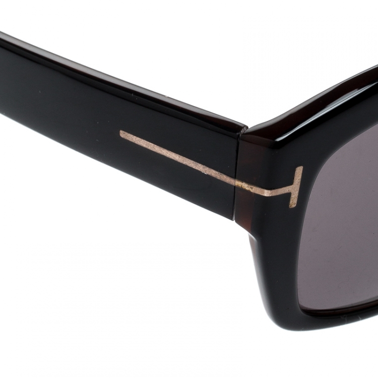 Pre Owned Tom Ford Havana/Black Conrad TF470 Square Sunglasses