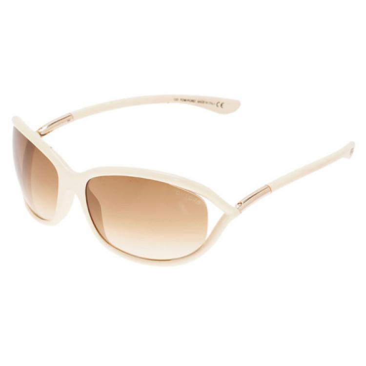 Pre Owned Tom Ford Cream Jennifer Soft Square Sunglasses