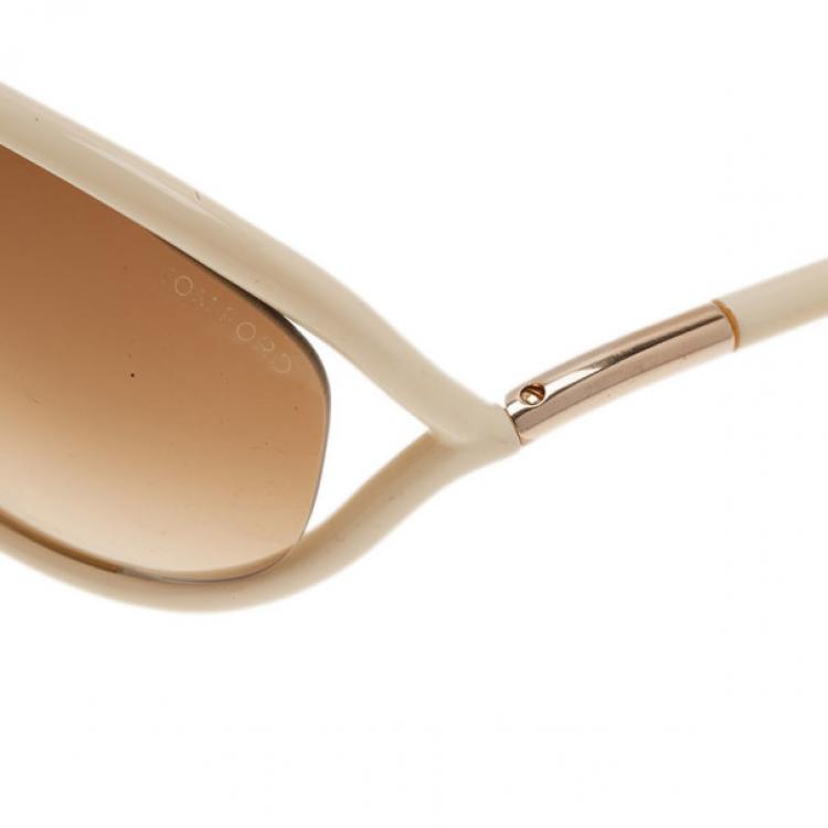 Pre Owned Tom Ford Cream Jennifer Soft Square Sunglasses