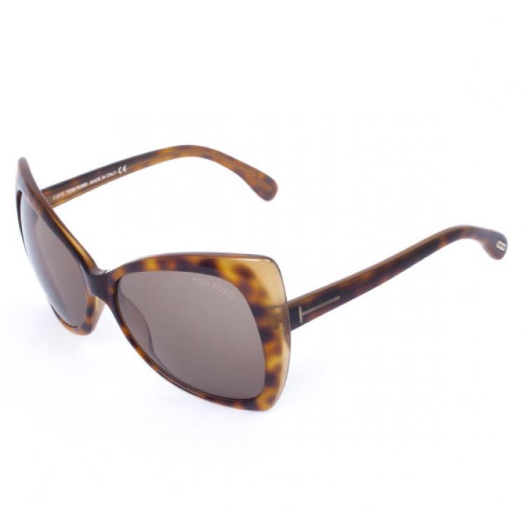 Pre Owned Tom Ford Leopard Frame Retro Inspired Nico Womens Sunglasses