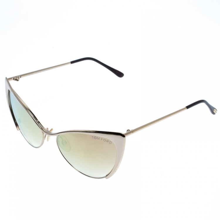 Pre Owned Tom Ford Gold Mirror TF 304 Nastasya Cat Eye Sunglasses