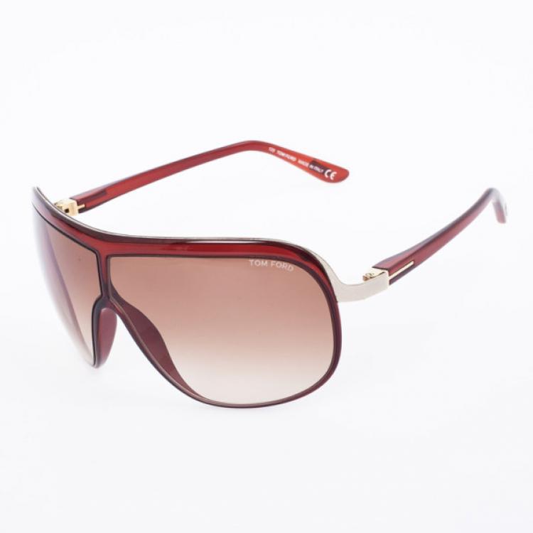 Pre Owned Tom Ford Maroon Andre Shield Women Sunglasses