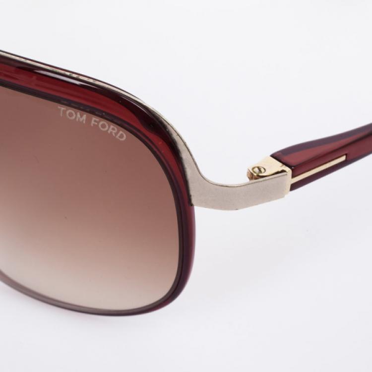 Pre Owned Tom Ford Maroon Andre Shield Women Sunglasses