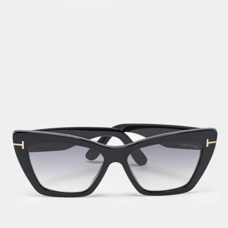 Pre Owned Tom Ford Black Gradient TF871 Wyatt Cat Eye Sunglasses