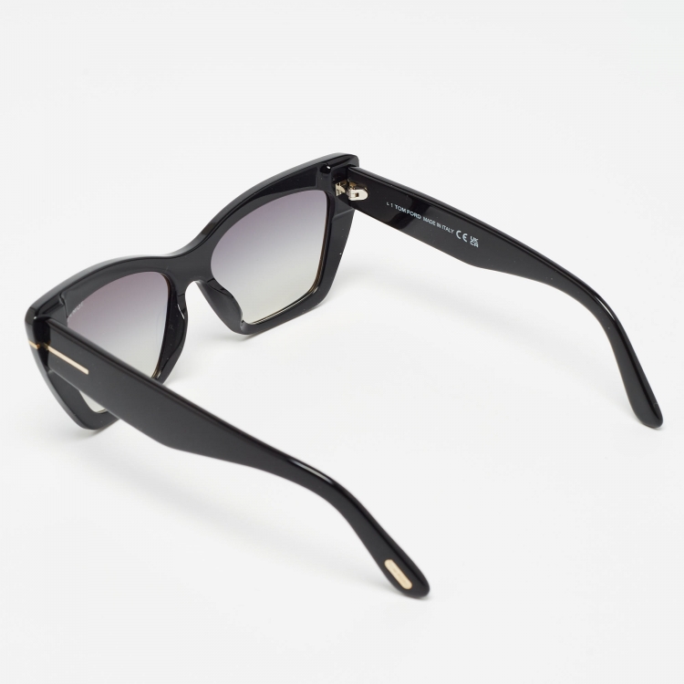 Pre Owned Tom Ford Black Gradient TF871 Wyatt Cat Eye Sunglasses