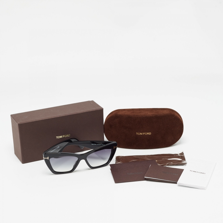 Pre Owned Tom Ford Black Gradient TF871 Wyatt Cat Eye Sunglasses