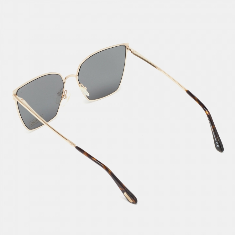 Pre Owned Tom Ford Black/Gold Helena TF653 Butterfly Sunglasses
