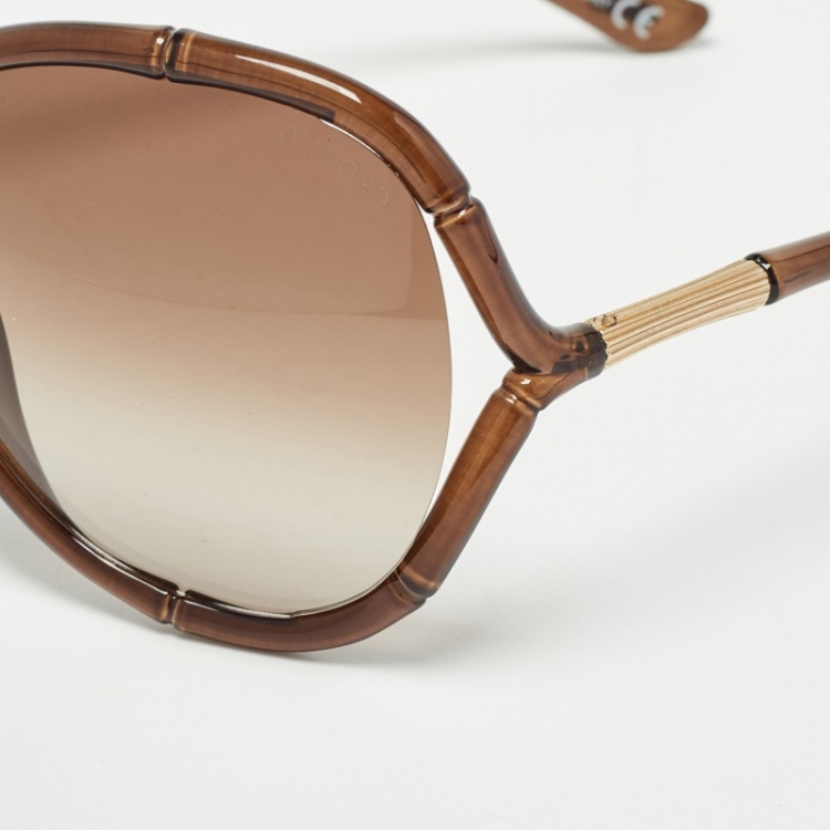 مملوكة مسبقًا Tom Ford Brown Gradient TF74 962 Whitney Oversized Sunglasses