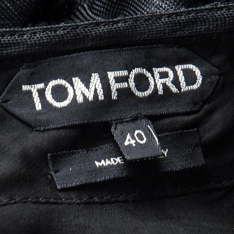 Pre Owned Tom Ford Black Cutout Lace Detail Tiered Pencil Skirt S