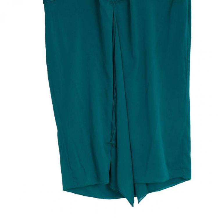 Pre Owned Tom Ford for Gucci Peacock Blue Corset Bodice Halter Dress M