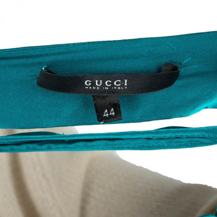 Pre Owned Tom Ford for Gucci Peacock Blue Corset Bodice Halter Dress M