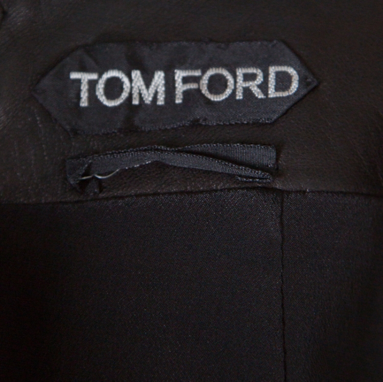 Pre Owned Tom Ford Brown Leather Paneled Perversity Pencil Skirt XS