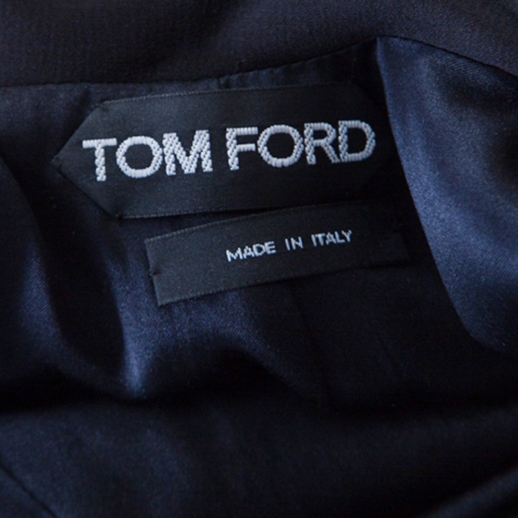 Pre Owned Tom Ford Black Stretch Crepe Open Back Zip Detail Long Sleeve Dress M