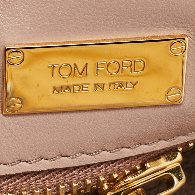 Pre Owned Tom Ford Old Rose Leather Alix Zip and Padlock Crossbody Bag