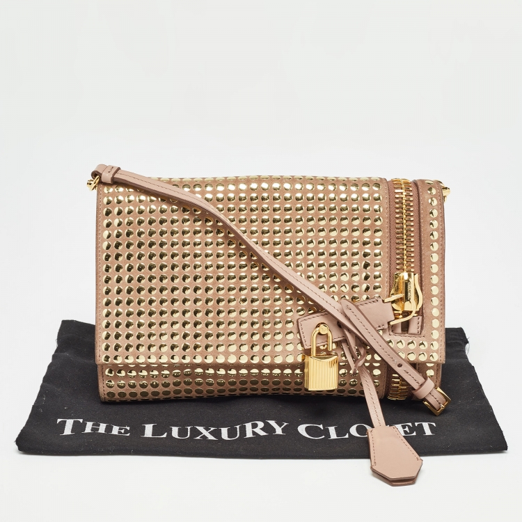 Pre Owned Tom Ford Old Rose Leather Alix Zip and Padlock Crossbody Bag