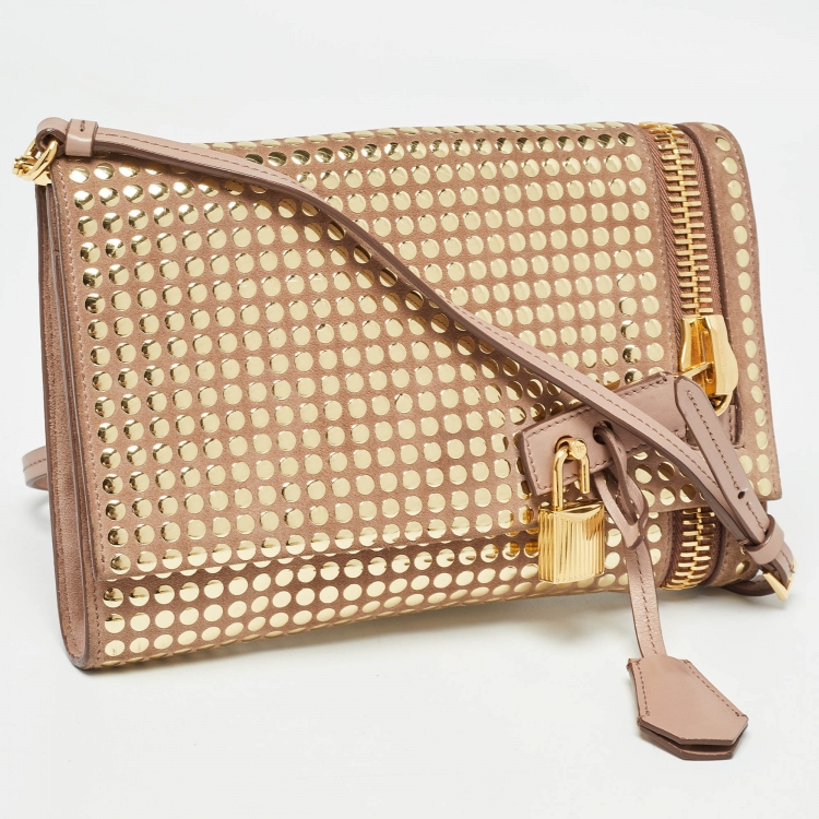 Pre Owned Tom Ford Old Rose Leather Alix Zip and Padlock Crossbody Bag
