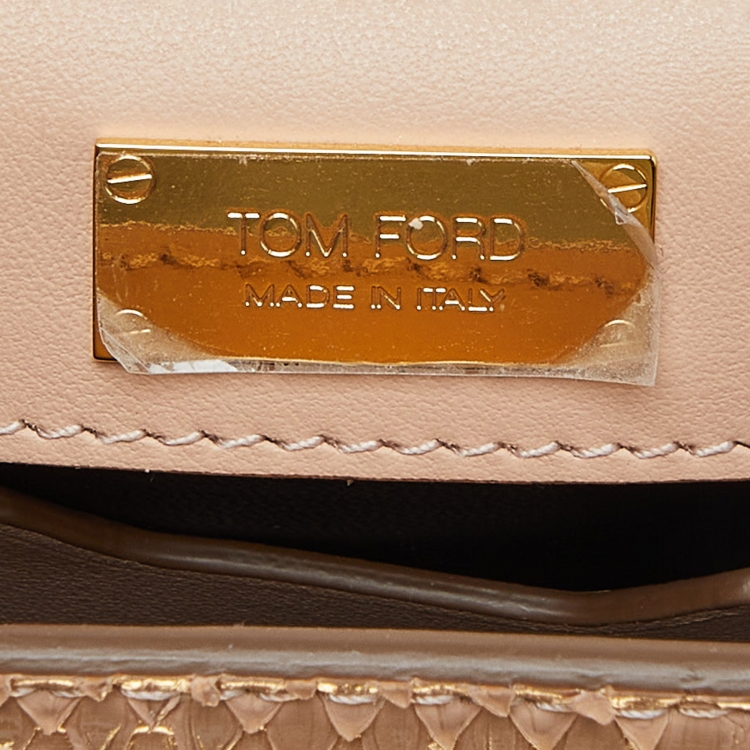 Pre Owned Tom Ford Peach Python Mini Natalia Shoulder Bag