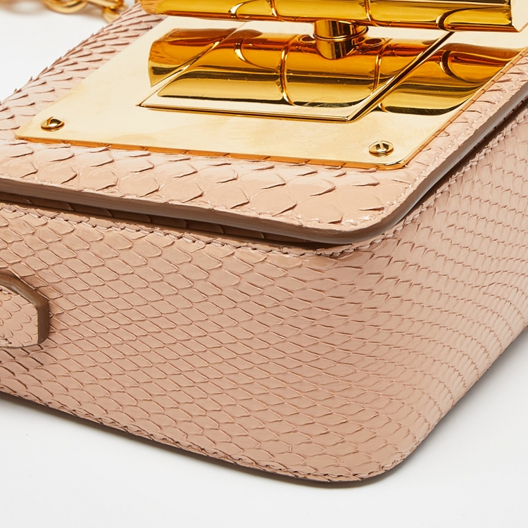 Pre Owned Tom Ford Peach Python Mini Natalia Shoulder Bag