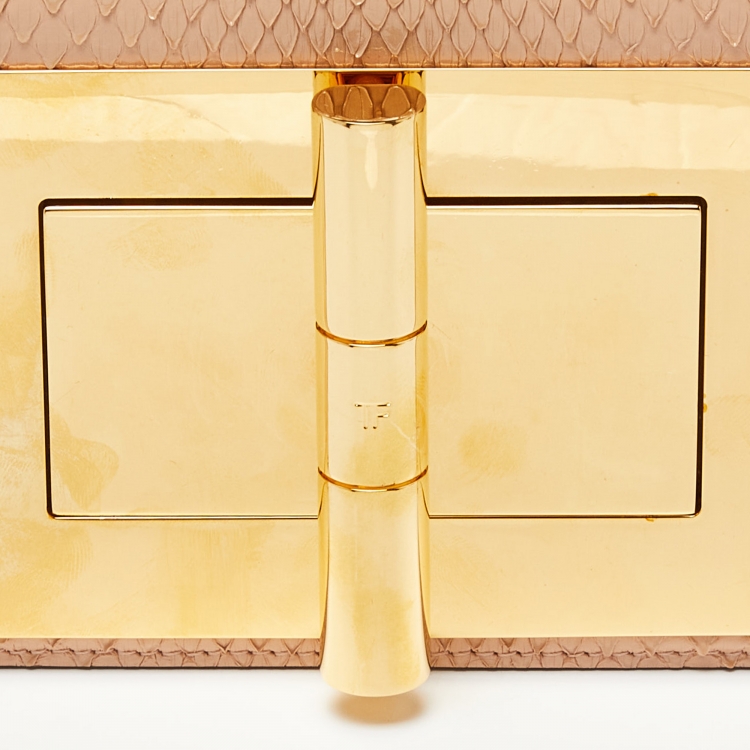 Pre Owned Tom Ford Peach Python Mini Natalia Shoulder Bag