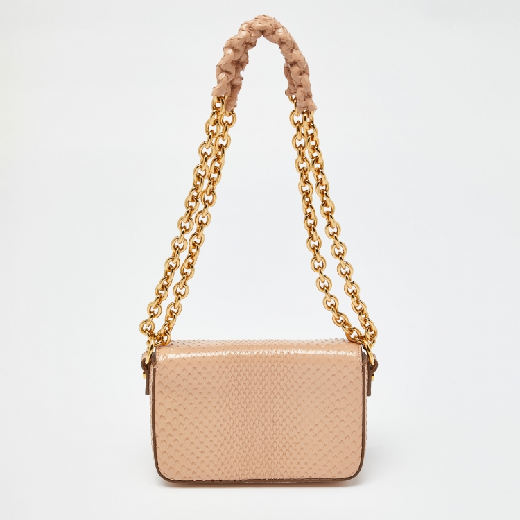 Pre Owned Tom Ford Peach Python Mini Natalia Shoulder Bag