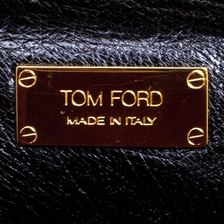 Pre Owned Tom Ford Black Ostrich Leather Small Natalia Crossbody Bag
