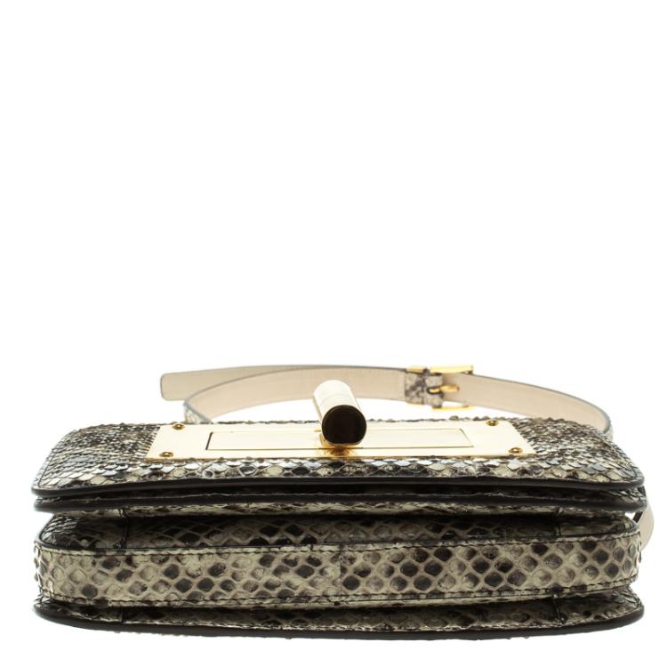Pre Owned Tom Ford Black/Beige Python Small Natalia Shoulder Bag