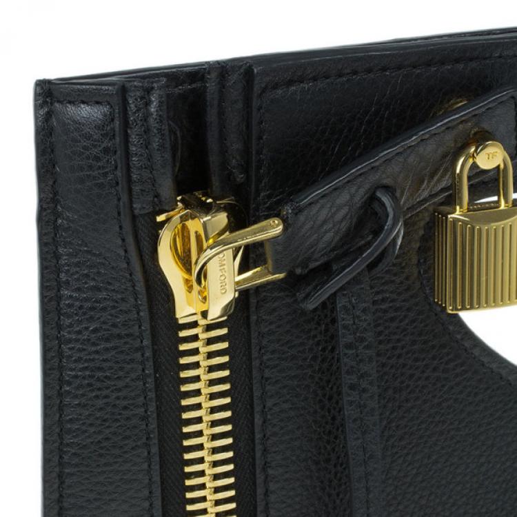 Pre Owned Tom Ford Black Leather Alix Fold Over Bag
