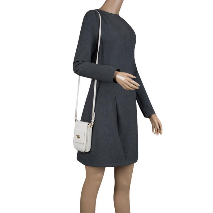 Pre Owned Tom Ford White Leather Mini Camera Crossbody Bag