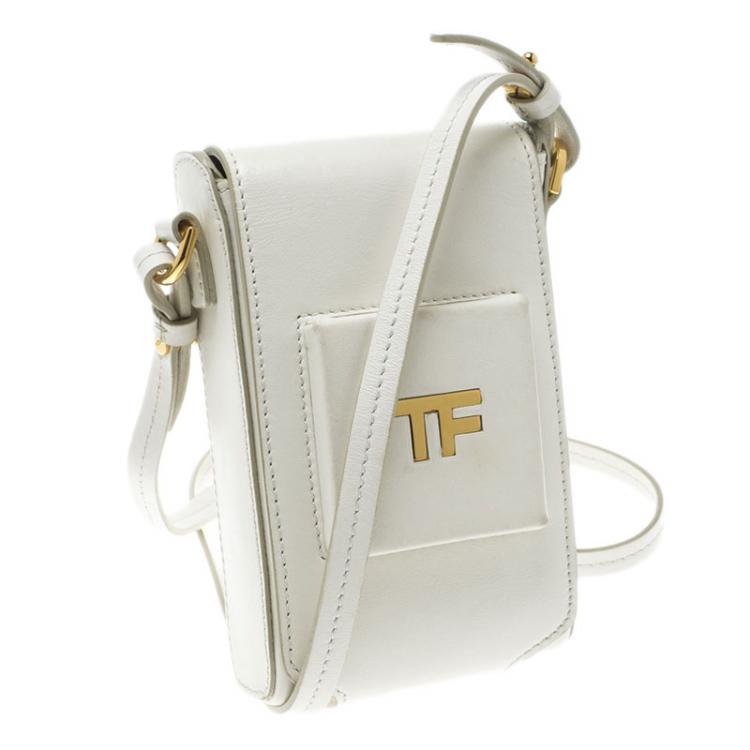 Pre Owned Tom Ford White Leather Mini Camera Crossbody Bag