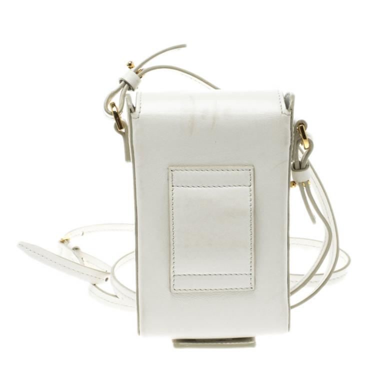 Pre Owned Tom Ford White Leather Mini Camera Crossbody Bag