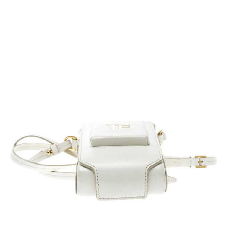 Pre Owned Tom Ford White Leather Mini Camera Crossbody Bag