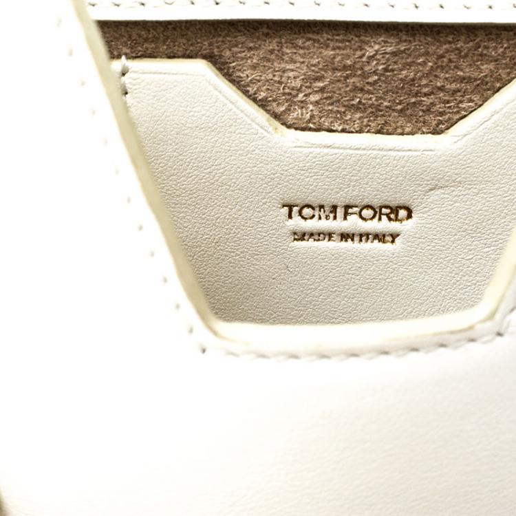 Pre Owned Tom Ford White Leather Mini Camera Crossbody Bag