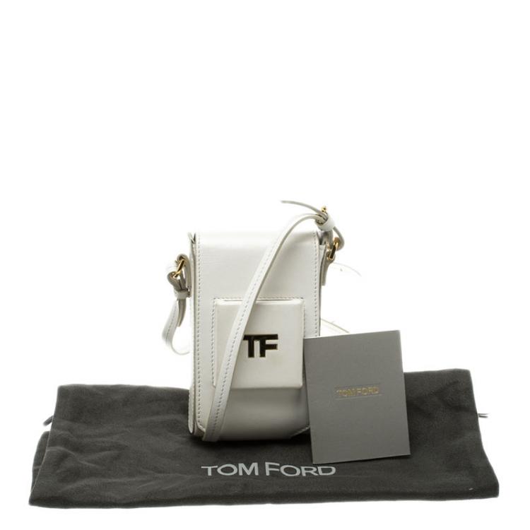 Pre Owned Tom Ford White Leather Mini Camera Crossbody Bag