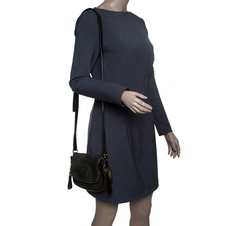 Pre Owned Tom Ford Green Python Mini Jennifer Crossbody Bag