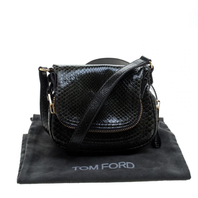 Pre Owned Tom Ford Green Python Mini Jennifer Crossbody Bag