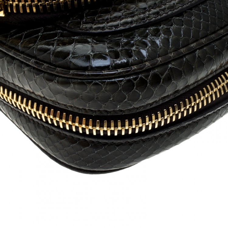 Pre Owned Tom Ford Green Python Mini Jennifer Crossbody Bag