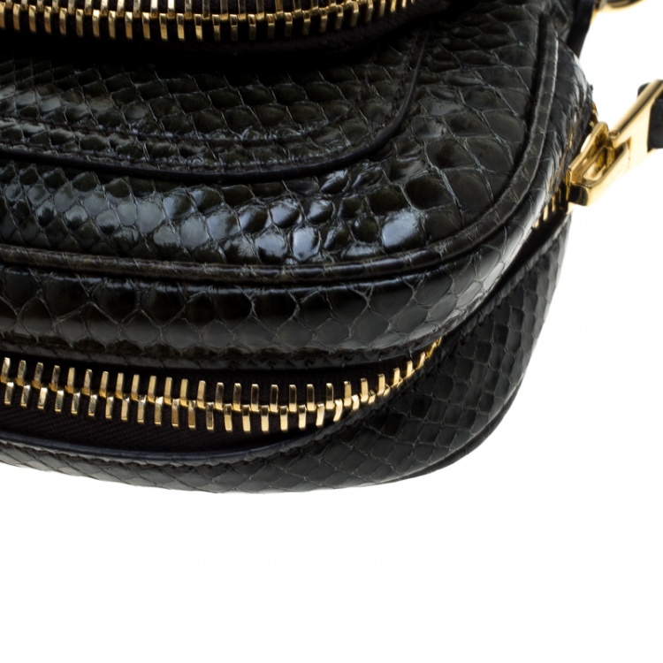 Pre Owned Tom Ford Green Python Mini Jennifer Crossbody Bag