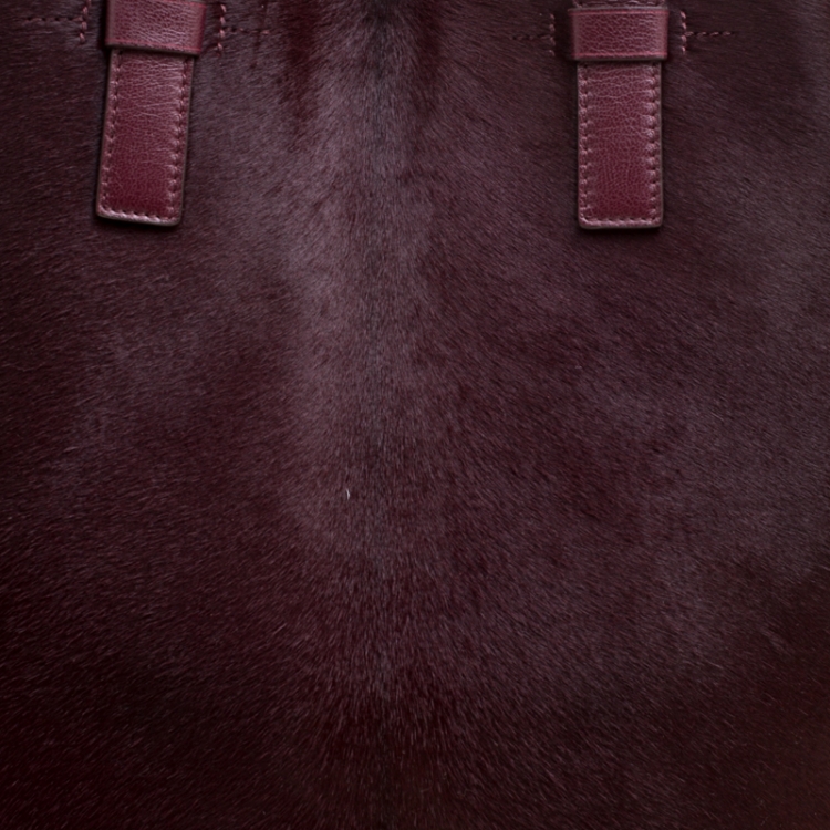 Pre Owned Tom Ford Burgundy Pony Hair and Leather Medium Jennifer Tote