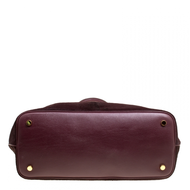 Pre Owned Tom Ford Burgundy Pony Hair and Leather Medium Jennifer Tote