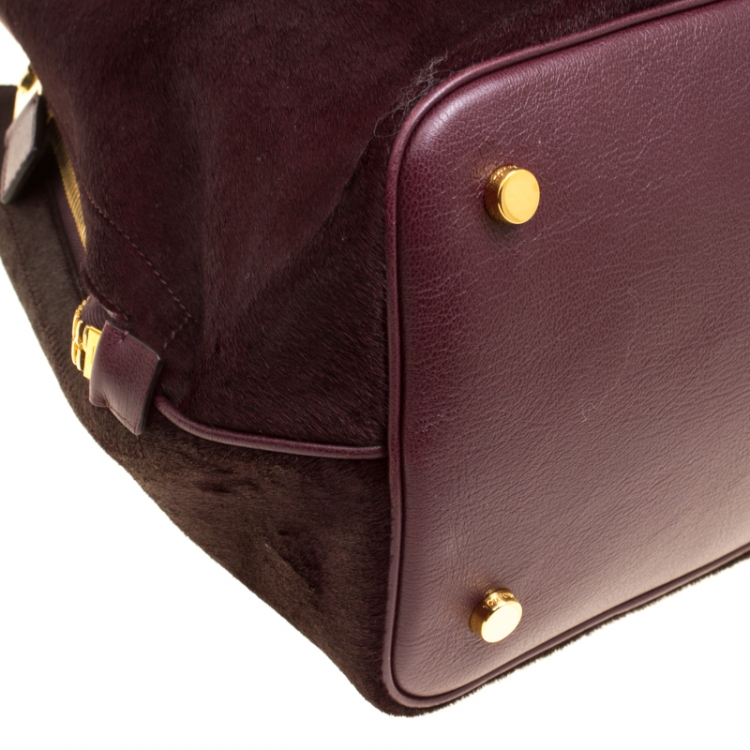 Pre Owned Tom Ford Burgundy Pony Hair and Leather Medium Jennifer Tote